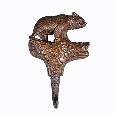 Black Forest Carved Coat Hook with Bear ca. 1900s.