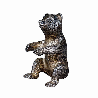 Cast of a Sitting Bear Sterling Silver ca. 1930s.