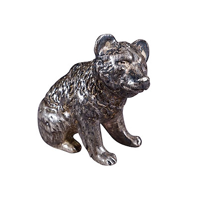 Cast of a Sitting Bear Sterling Silver ca. 1930s.