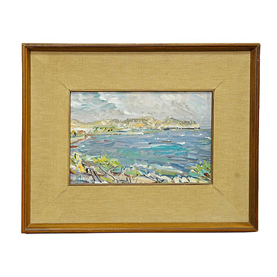 Alexander Michael Oil Painting of a Coastal Landscape in Moreira, Spain 1986.