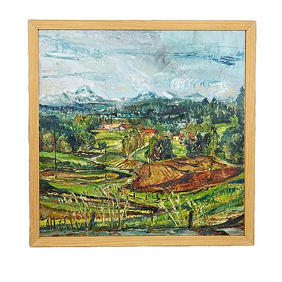 Alexander Michael Oil Painting of the Alpine Foothills 1973.
