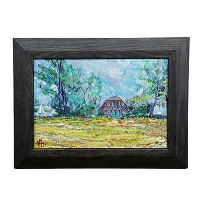 Oil Painting by  Alexander Michael - Boathouse on the Shore of Lake Chiemsee.