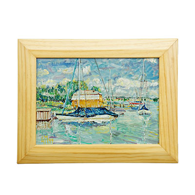 Oil Painting by  Alexander Michael - Boathouse, Lake Chiemsee, 1994.