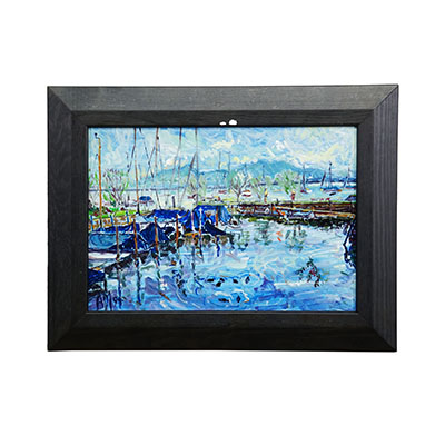 Oil Painting by  Alexander Michael - Boat Harbor, Fraueninsel, 1994.