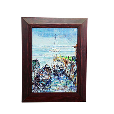 Boat Mooring on Fraueninsel &ndash; Oil Painting by  Alexander Michael, 1994.