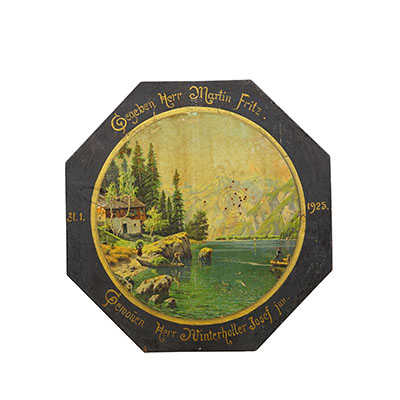 Antique Honor Target Landscape with Lake and Mountains, Germany 1925.