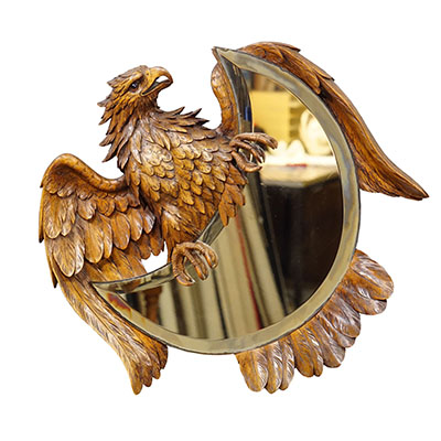 Antique Black Forest Carved Eagle Mirror, Gebr. Brugger Brienz.