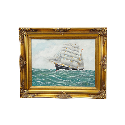 Vintage Marine Oil Painting - The Marstal Schooner 'Lone' by Ejvind Laursen, 1950s.