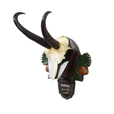Antique Black Forest Chamois Trophy on Carved Plaque - Germany 1932.