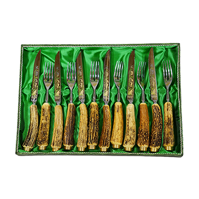 Vintage Stainless Steel and Horn Cutlery Set 'Othello' by Anton Wingen, 1950s.