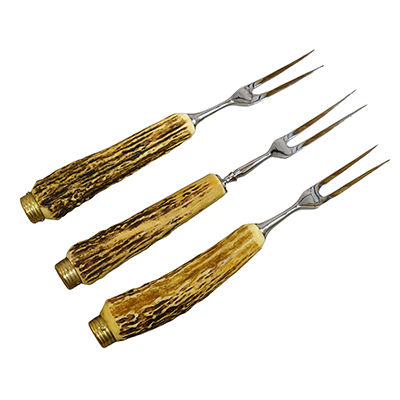 Vintage Stainless Steel and Horn Cutlery Serving Forks, Wingen 1960s.