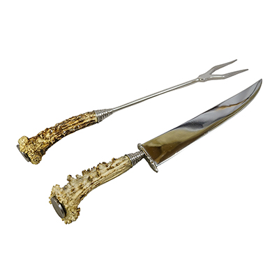 Vintage Stainless Steel and Horn Cutlery Carving Set, Wingen 1960s.