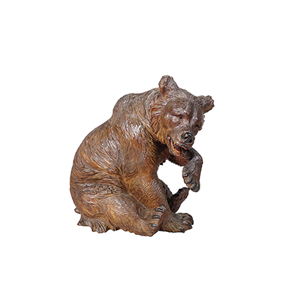 Antique Carved Black Forest Sitting Bear, Brienz Switzerland ca. 1900.