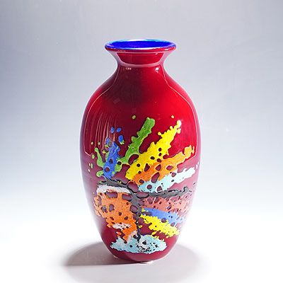 Vintage Gino Cenedese Glass Vase with Abstract Pattern 1960s.