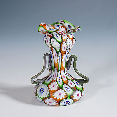 Great Multicolored Millefiori Vase, Fratelli Toso Murano ca. 1920s.
