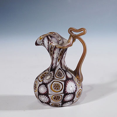 Antique Millefiori Vase in Violet and Amber, Fratelli Toso Murano ca. 1920s.