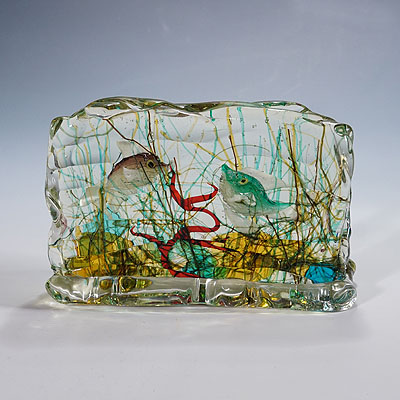 Cenedese Murano Glass Aquarium with Fishes, ca. 1960s.