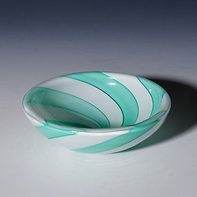 Venini Art Glass Bowl with Spiral Pattern  Paolo Venini, Murano 1950s.