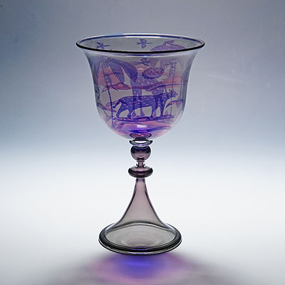 Graal Art Glass Goblet by Wilke Adolfsson, Sweden 1990.