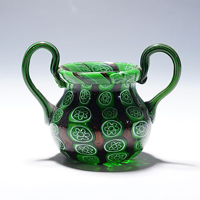 Antique Murrine Vase with Aventurine, Fratelli Toso Murano ca. 1920s.