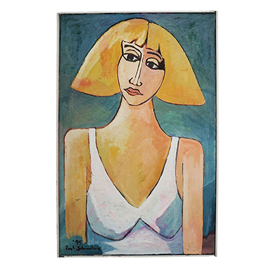 Vintage Oil Painting of a Young Woman, Paul Schneeberg, Germany 1995.